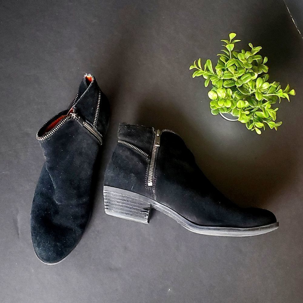 Lucky Brand Black Suede Ankle Booties - Picture 1 of 12